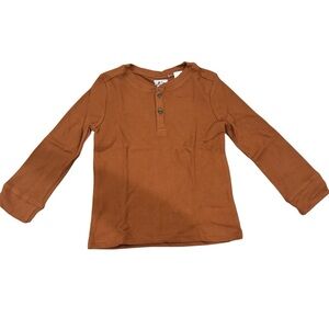 The Children’s Place Boys Waffle Knit Henley Top 4T Rust Orange NWT
